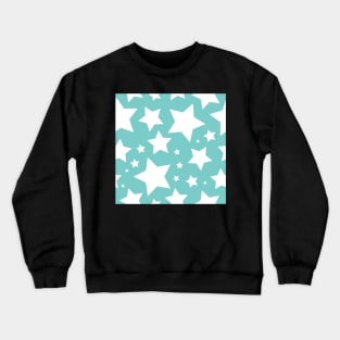 White star print on turquoise Crewneck Sweatshirt